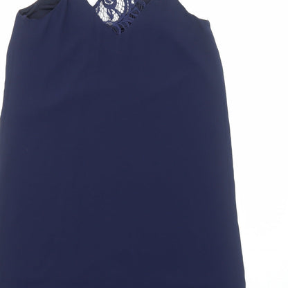 Therapy Womens Blue Polyester Slip Dress Size 10 V-Neck Pullover