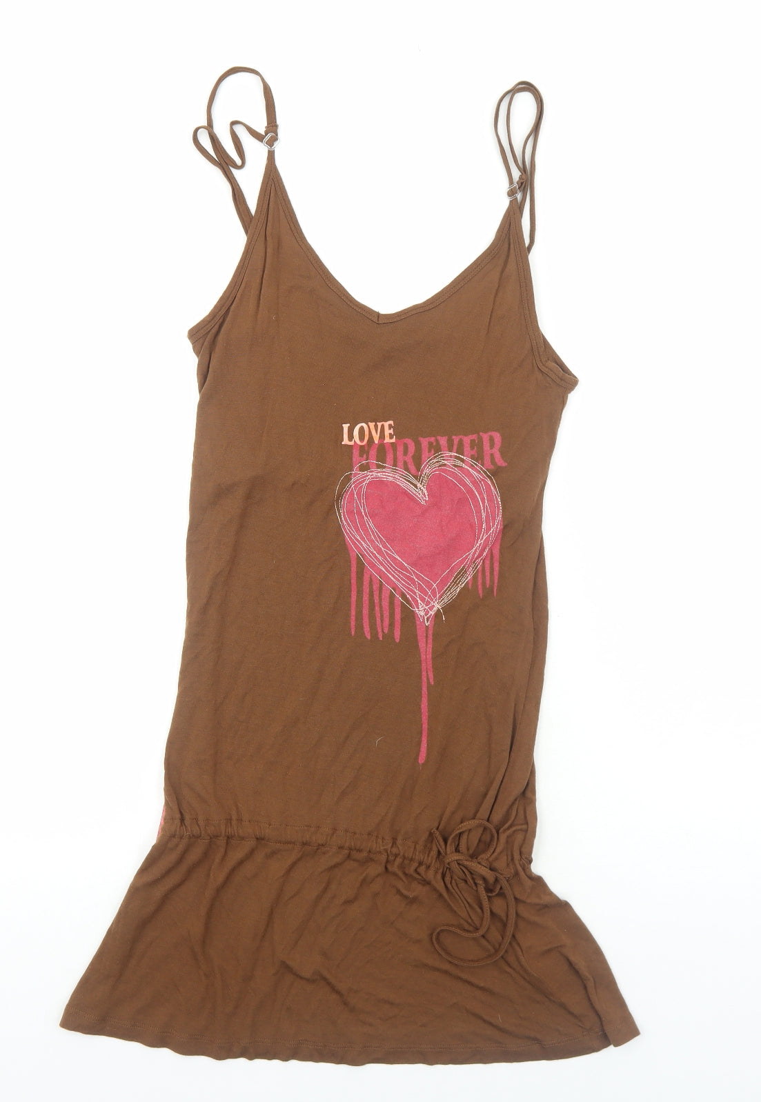 Preworn Womens Brown Viscose Tank Dress Size M V-Neck Pullover - Love Forever