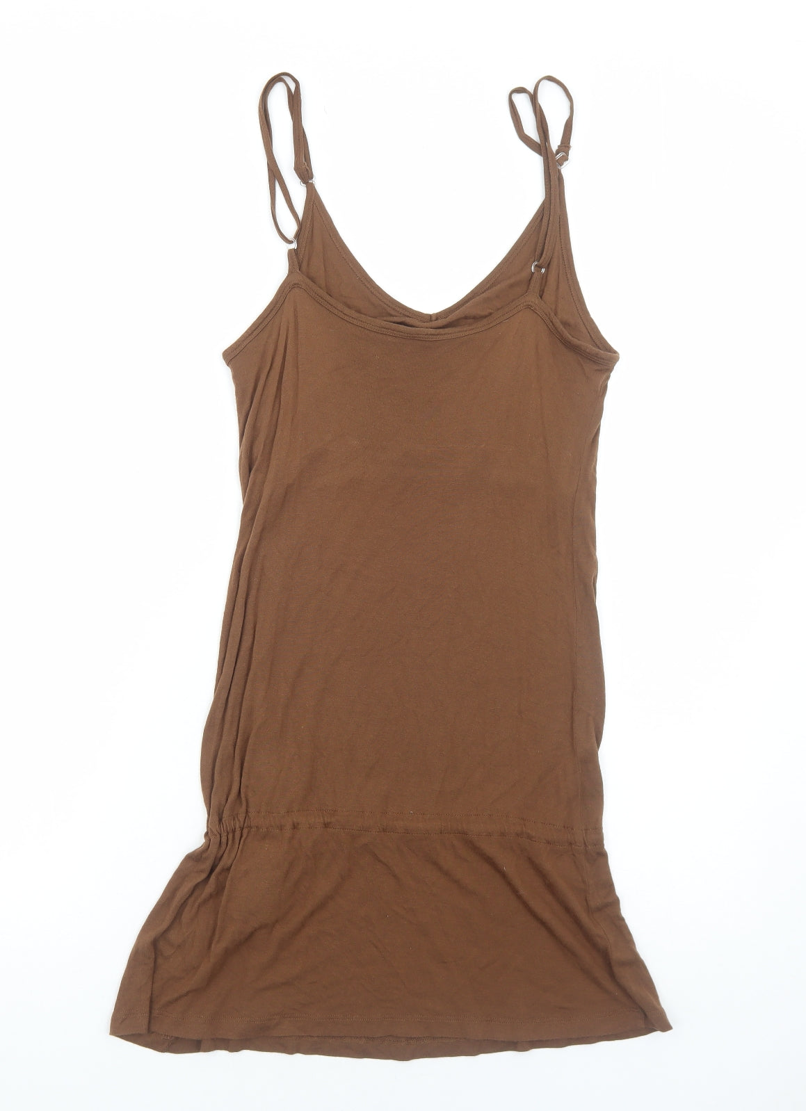 Preworn Womens Brown Viscose Tank Dress Size M V-Neck Pullover - Love Forever