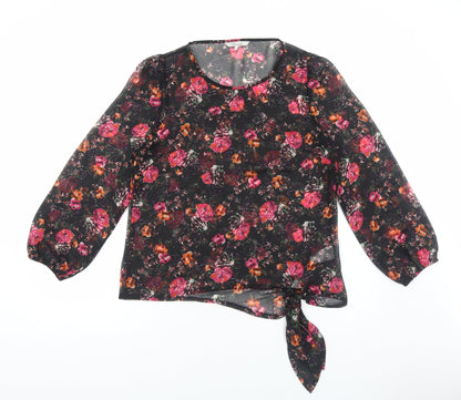 Womens UK Size 12 Peacocks Black Basic Blouse