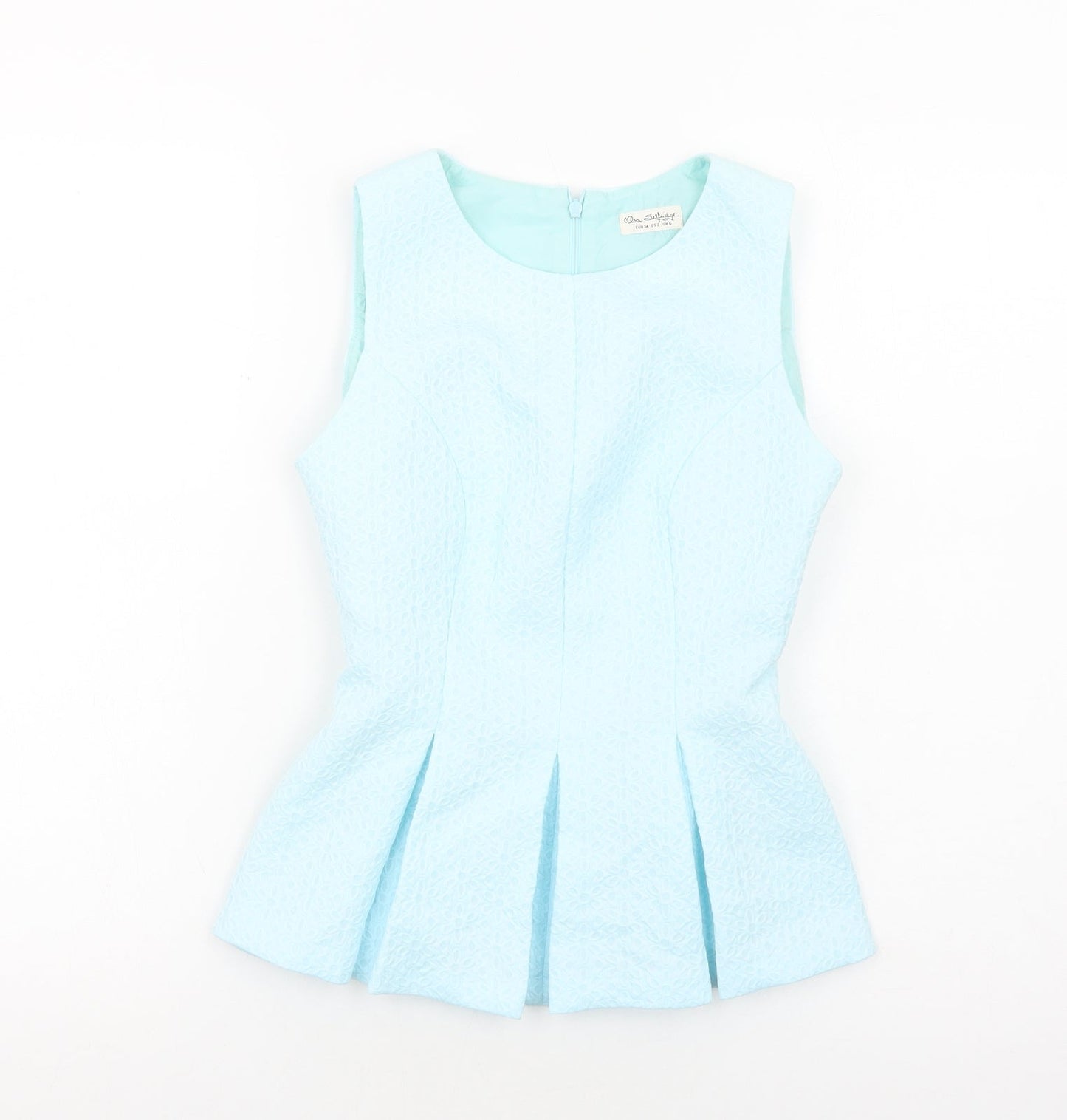 Miss Selfridge Womens Blue Polyester Basic Tank Size 6 Scoop Neck - Peplum