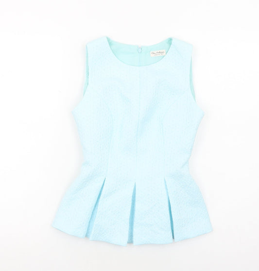Miss Selfridge Womens Blue Polyester Basic Tank Size 6 Scoop Neck - Peplum