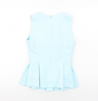 Miss Selfridge Womens Blue Polyester Basic Tank Size 6 Scoop Neck - Peplum