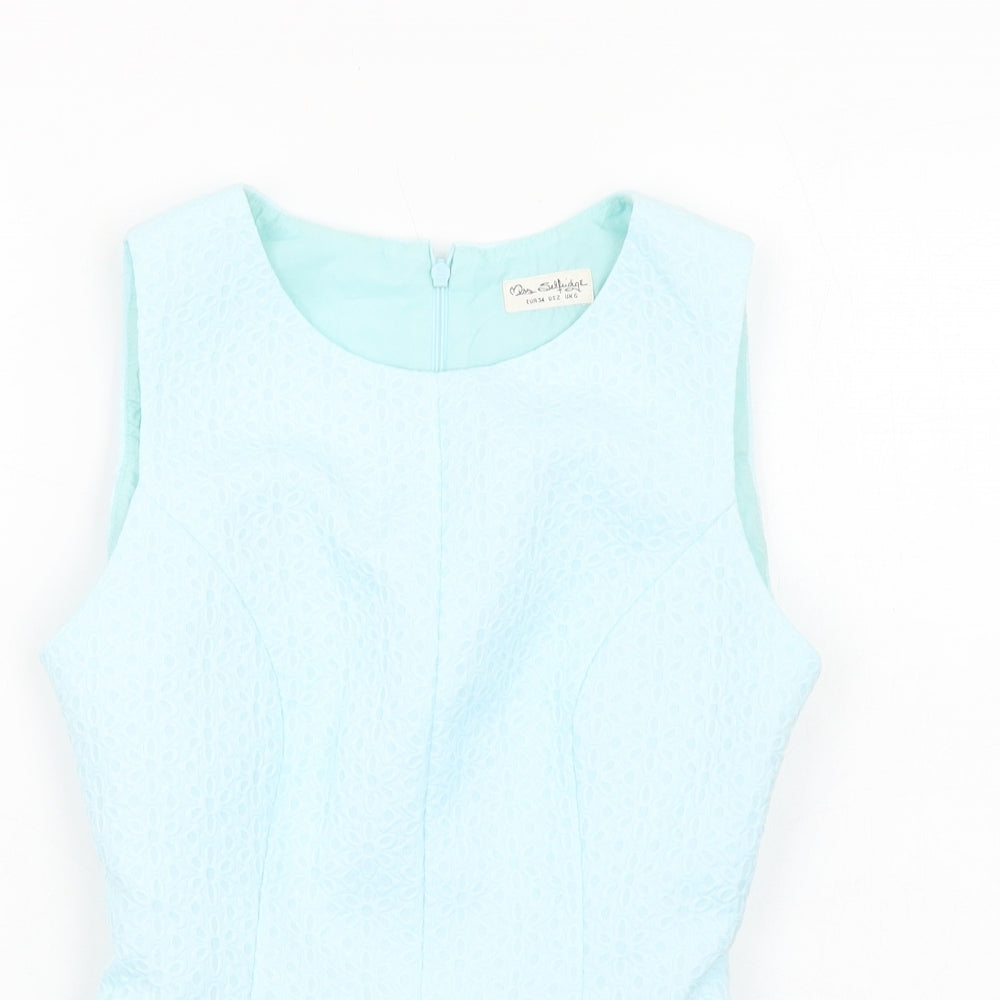 Miss Selfridge Womens Blue Polyester Basic Tank Size 6 Scoop Neck - Peplum