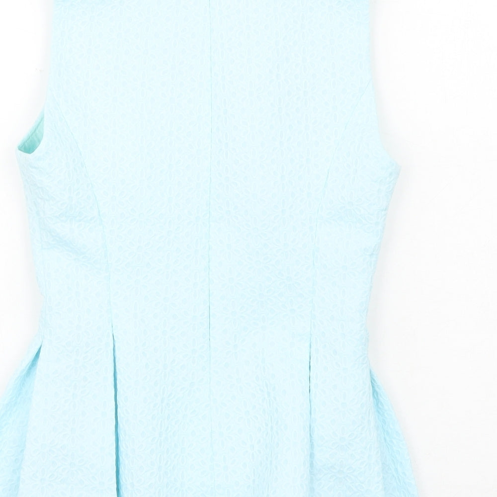 Miss Selfridge Womens Blue Polyester Basic Tank Size 6 Scoop Neck - Peplum