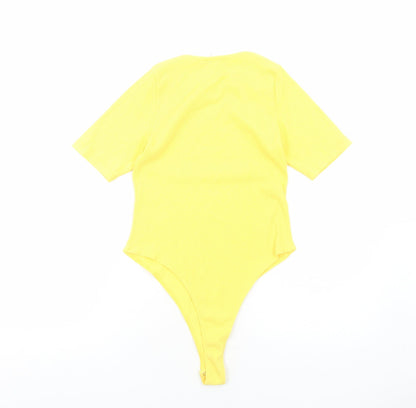 I SAW IT FIRST Womens Yellow Polyester Bodysuit One-Piece Size 12 Snap