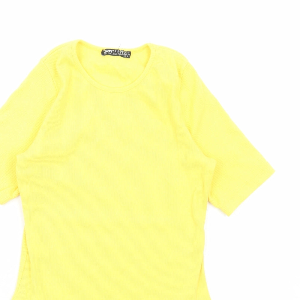 I SAW IT FIRST Womens Yellow Polyester Bodysuit One-Piece Size 12 Snap