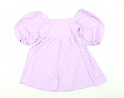 SheIn Womens Purple Polyester A-Line Size L Square Neck Zip