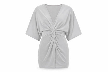 Missguided Womens Silver Polyester Bodycon Size 4 V-Neck Pullover
