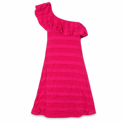 Preworn Womens Pink Striped Viscose A-Line Size S One Shoulder Pullover