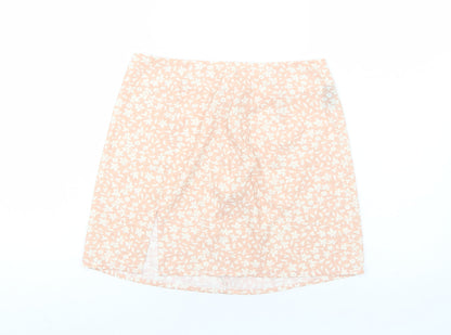 SheIn Womens Pink Floral Polyester Mini Skirt Size XS Zip