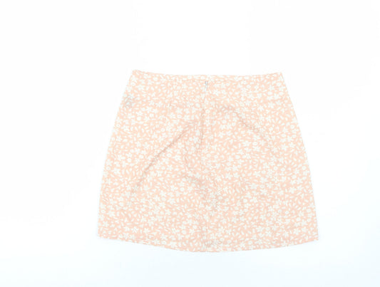 SheIn Womens Pink Floral Polyester Mini Skirt Size XS Zip