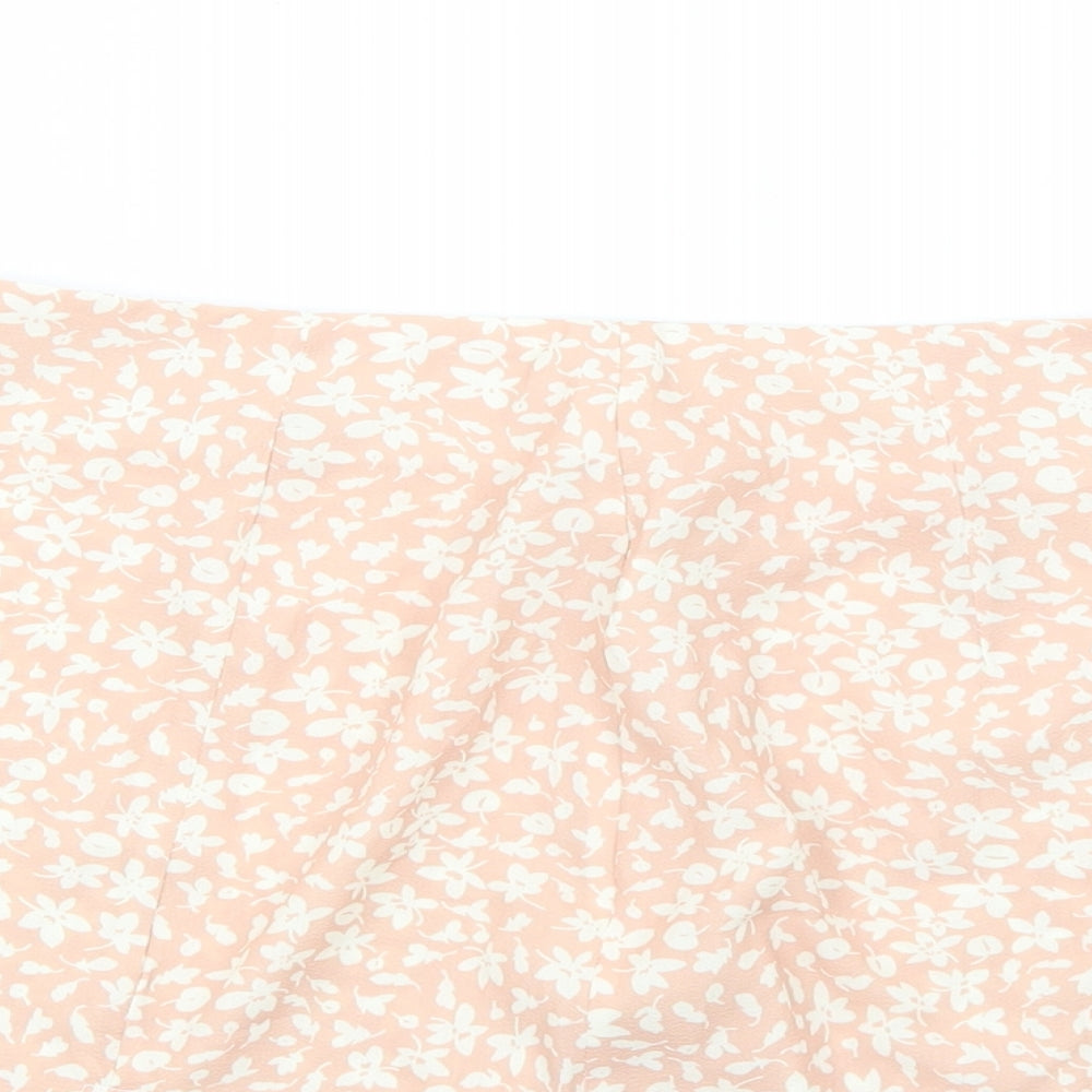 SheIn Womens Pink Floral Polyester Mini Skirt Size XS Zip