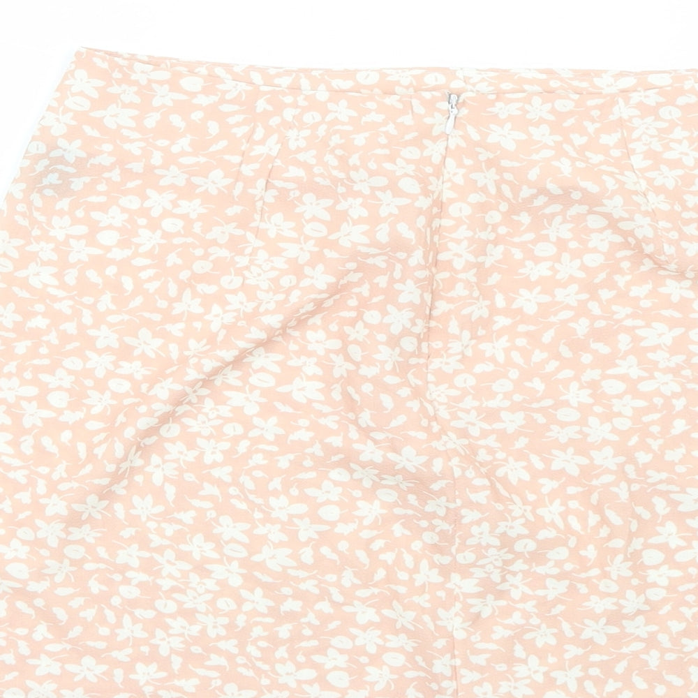 SheIn Womens Pink Floral Polyester Mini Skirt Size XS Zip