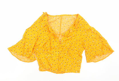 Womens UK Size S Preworn Orange Basic Blouse