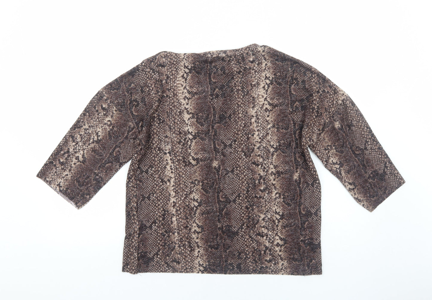 Womens UK Size S Zara Brown Basic T-Shirt