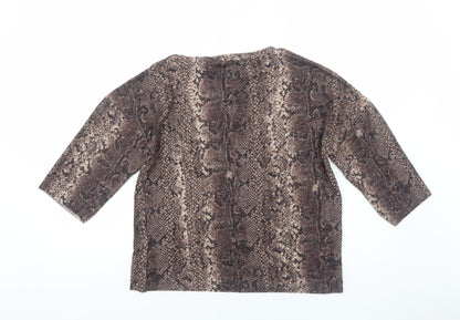 Womens UK Size S Zara Brown Basic T-Shirt