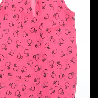 Dororthy Perkins Womens Pink Geometric Polyester Basic Blouse Size 10 V-Neck