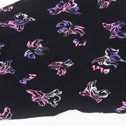 Bershka Womens Black Geometric Viscose Basic Button-Up Size XS Collared - Butterfly