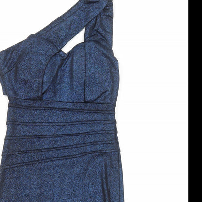 Joanne Kitten Womens Blue Polyester Mini Size S One Shoulder Pullover