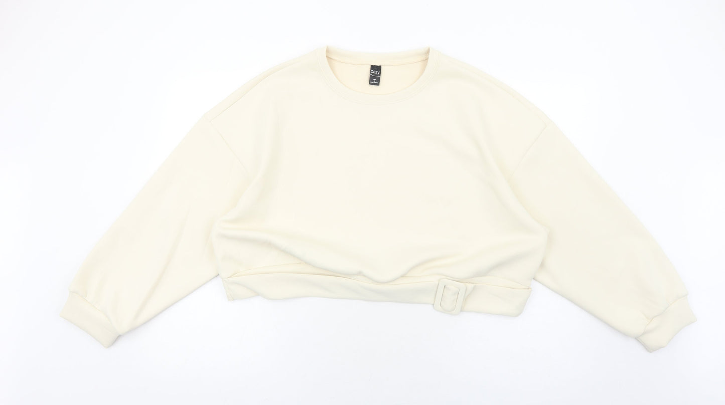 SheIn Womens Ivory Polyester Pullover Sweatshirt Size XL Pullover - Cropped