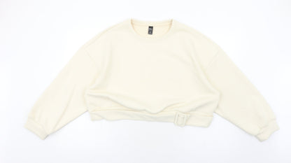 SheIn Womens Ivory Polyester Pullover Sweatshirt Size XL Pullover - Cropped