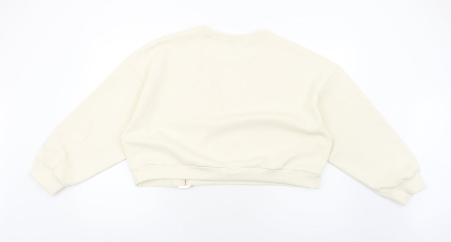 SheIn Womens Ivory Polyester Pullover Sweatshirt Size XL Pullover - Cropped