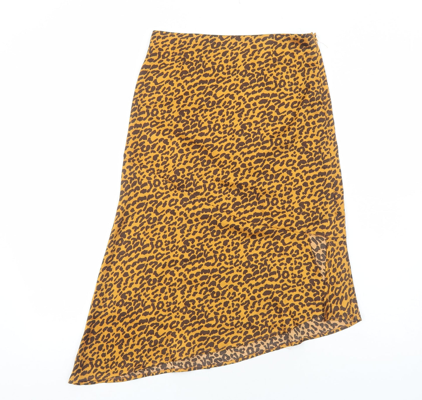 Boohoo Womens Brown Animal Print Polyester Peasant Skirt Size 8 Zip - Leopard Pattern