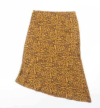 Boohoo Womens Brown Animal Print Polyester Peasant Skirt Size 8 Zip - Leopard Pattern