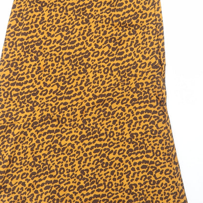 Boohoo Womens Brown Animal Print Polyester Peasant Skirt Size 8 Zip - Leopard Pattern