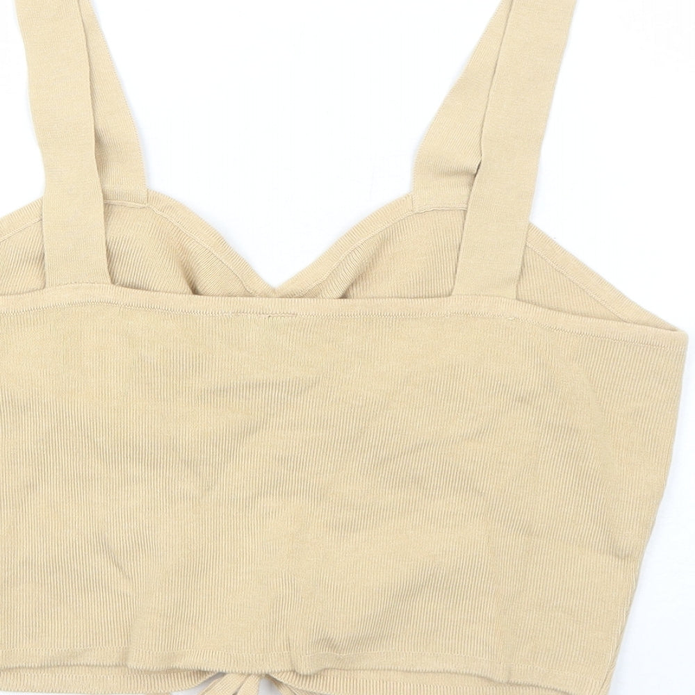 Womens UK Size L H&M Beige Cropped Tank