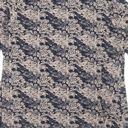 TIGI Womens Blue Floral Viscose Basic T-Shirt Size 10 Square Neck