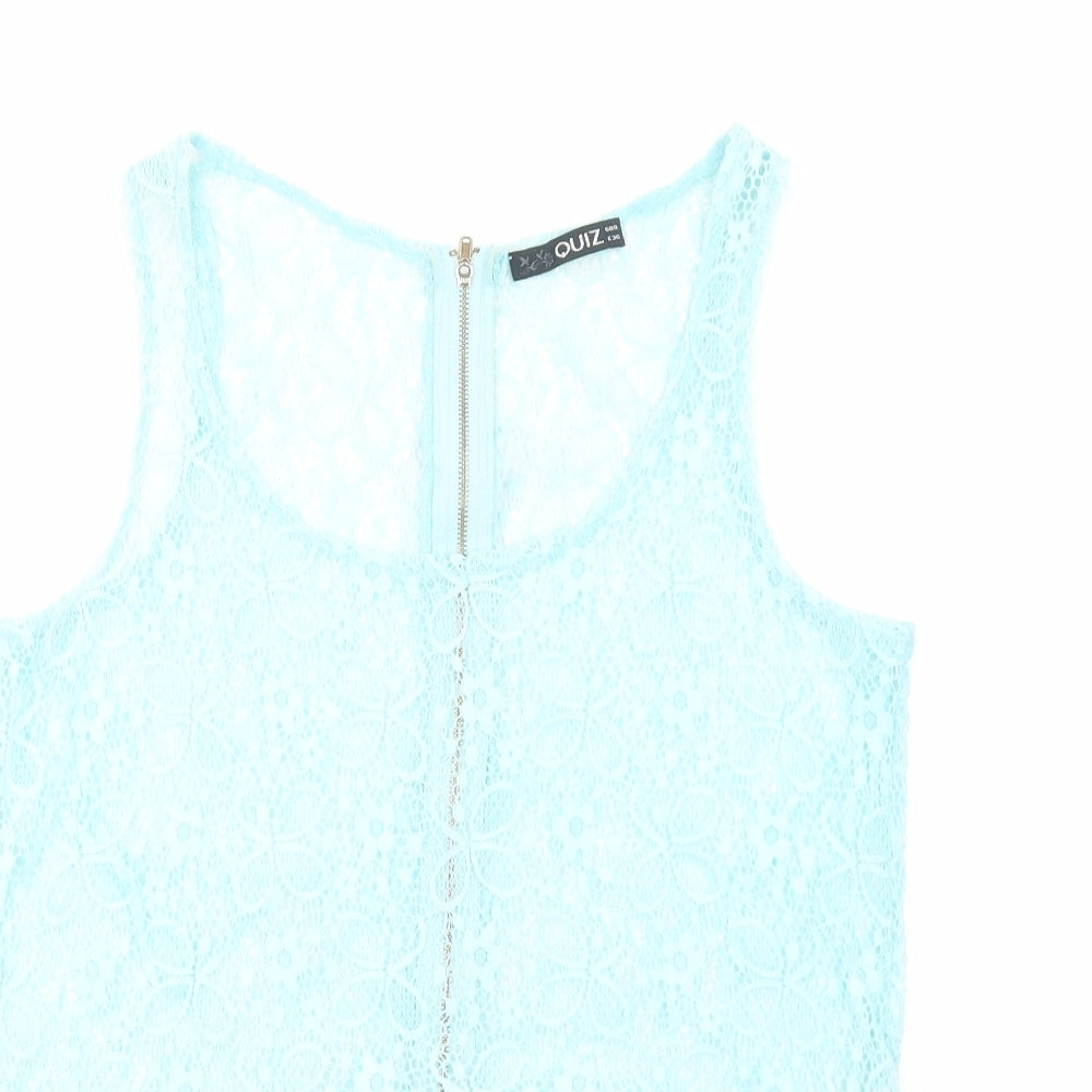 Womens UK Size 8 Quiz Blue Basic Tank