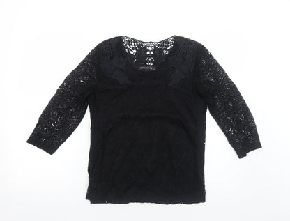 Womens UK Size 12 Just Elegance Black Basic Blouse