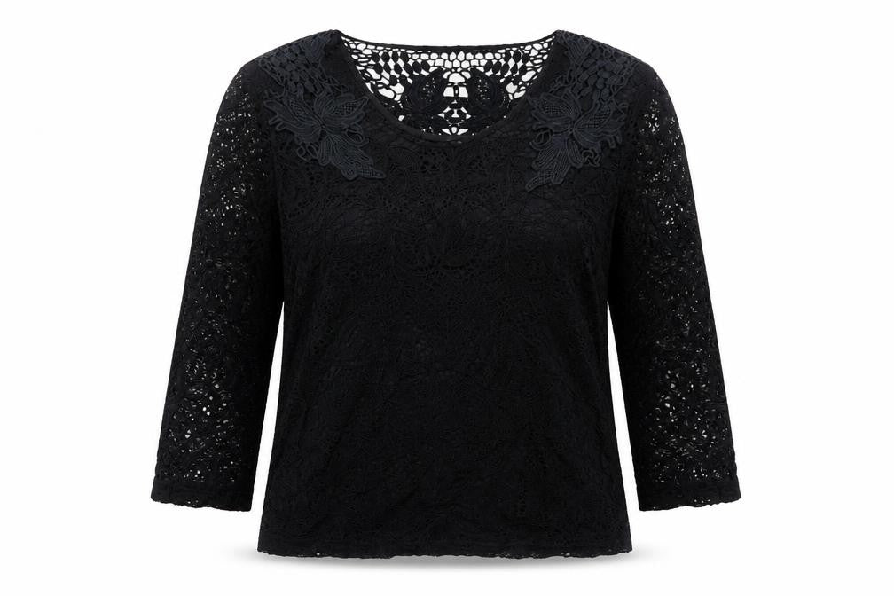 Womens UK Size 12 Just Elegance Black Basic Blouse