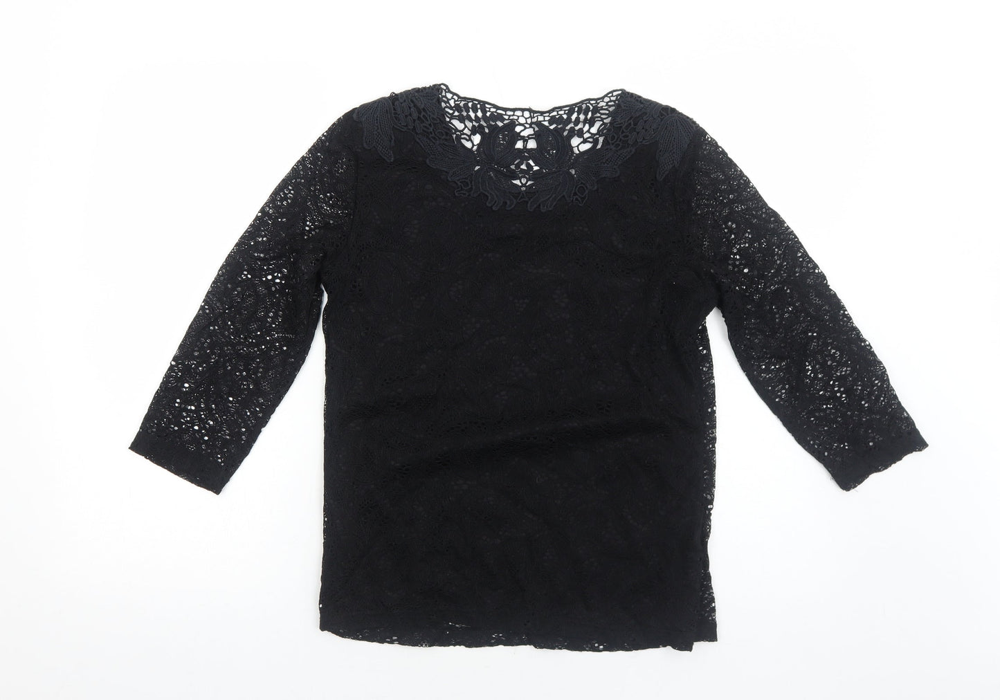 Womens UK Size 12 Just Elegance Black Basic Blouse