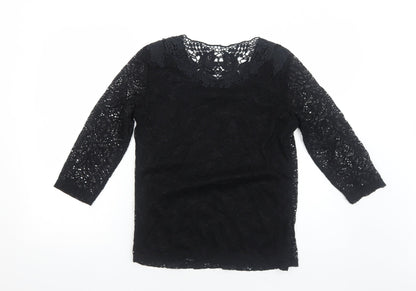 Womens UK Size 12 Just Elegance Black Basic Blouse