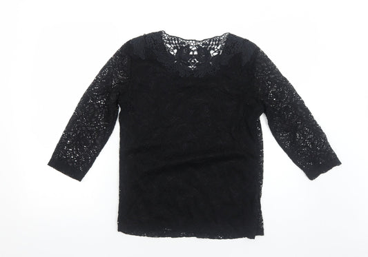 Womens UK Size 12 Just Elegance Black Basic Blouse