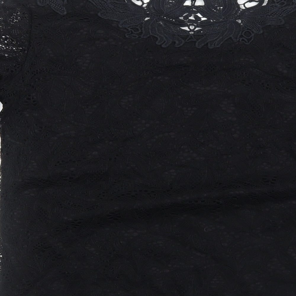 Womens UK Size 12 Just Elegance Black Basic Blouse