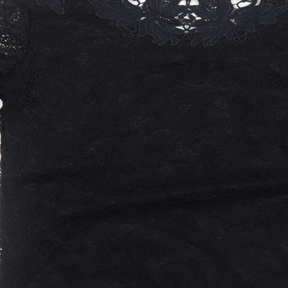 Womens UK Size 12 Just Elegance Black Basic Blouse