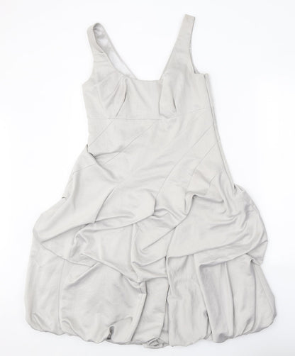 Monsoon Womens Silver Polyester A-Line Size 10 Scoop Neck Zip - Tulip Style Bottom