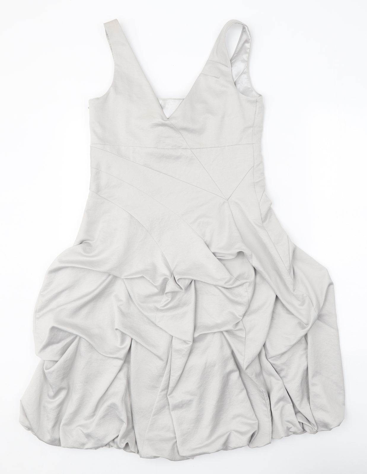 Monsoon Womens Silver Polyester A-Line Size 10 Scoop Neck Zip - Tulip Style Bottom