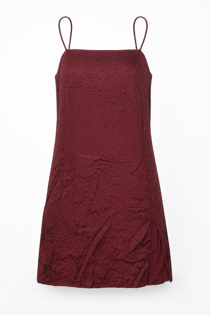 Motel Womens Red Animal Print Viscose Slip Dress Size XS Square Neck Pullover - Leopard Print