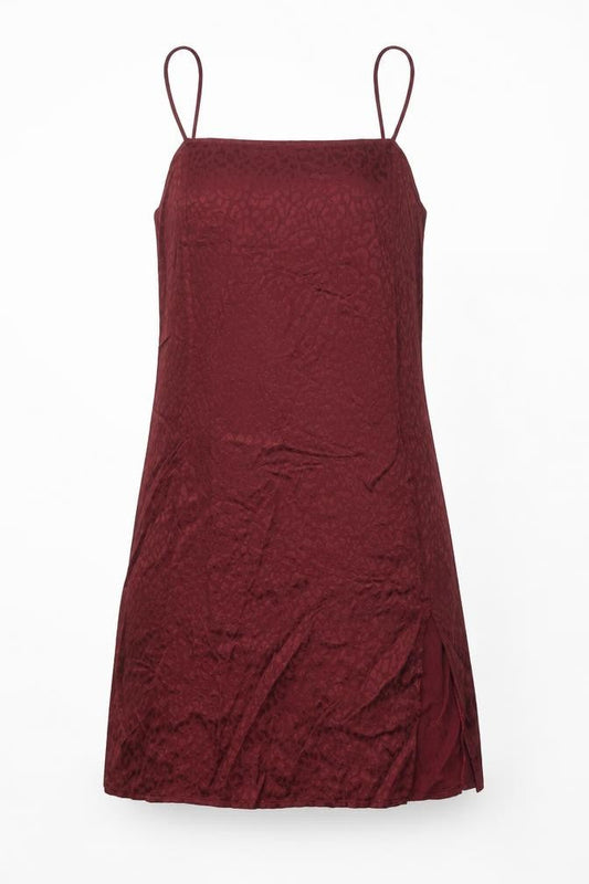 Motel Womens Red Animal Print Viscose Slip Dress Size XS Square Neck Pullover - Leopard Print