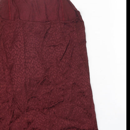 Motel Womens Red Animal Print Viscose Slip Dress Size XS Square Neck Pullover - Leopard Print