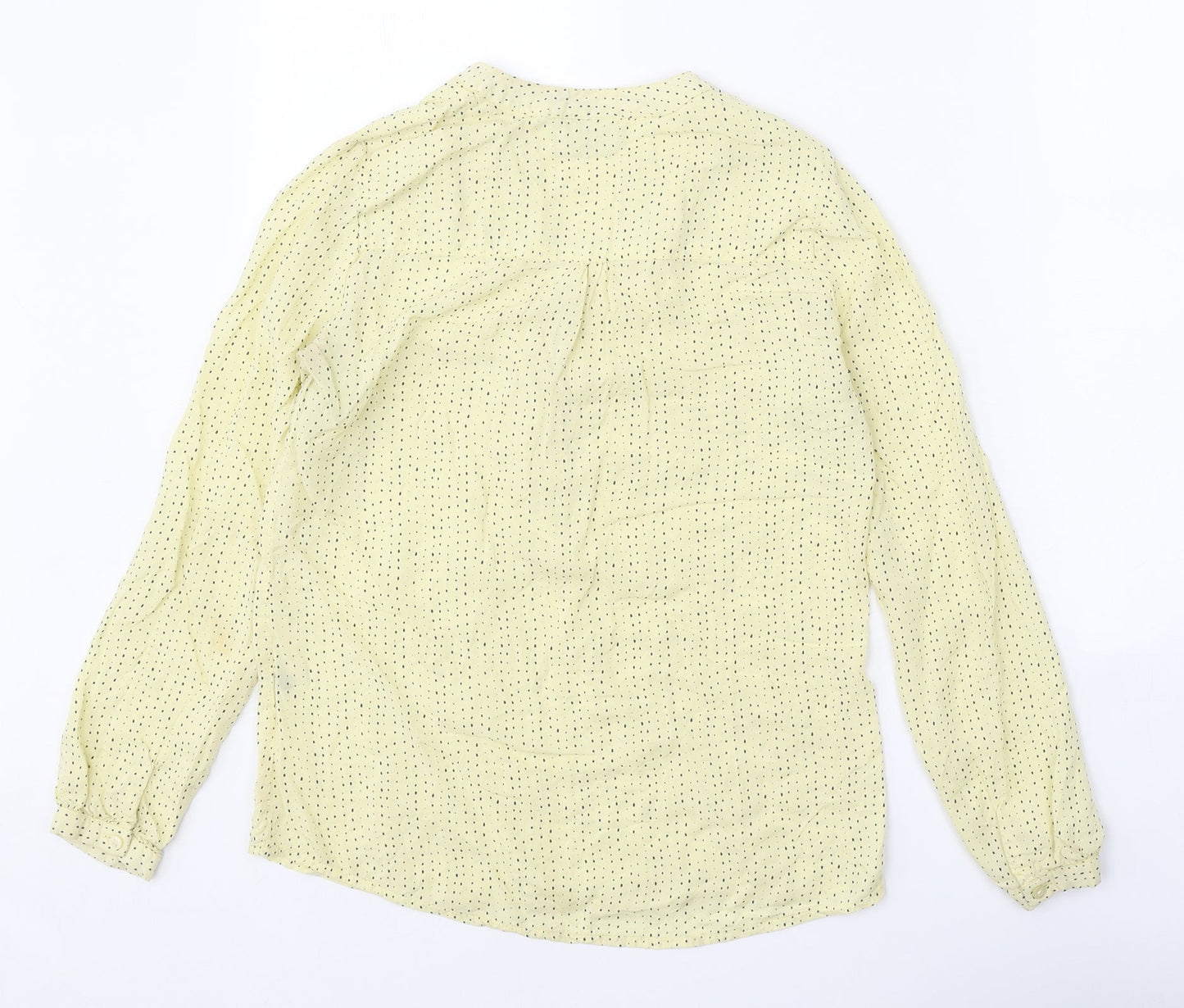 Woods Womens Yellow Geometric Polyester Basic Blouse Size S V-Neck