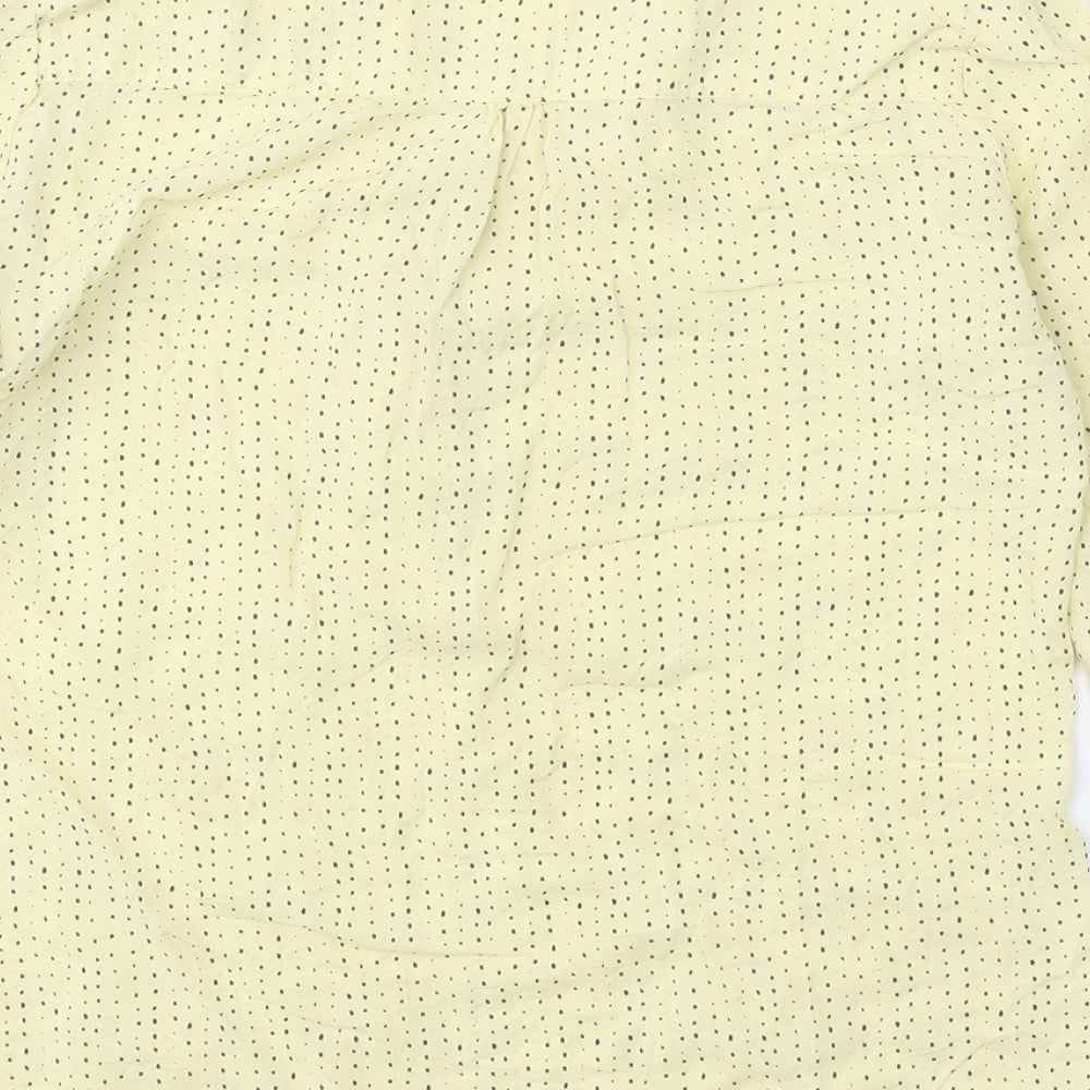 Woods Womens Yellow Geometric Polyester Basic Blouse Size S V-Neck