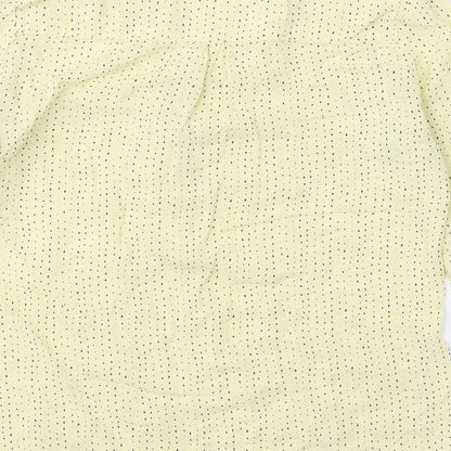 Woods Womens Yellow Geometric Polyester Basic Blouse Size S V-Neck