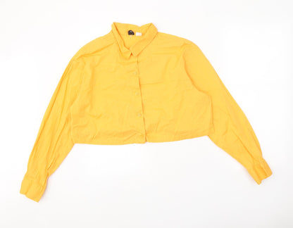 Womens UK Size M Divided Orange Cropped Button-Up