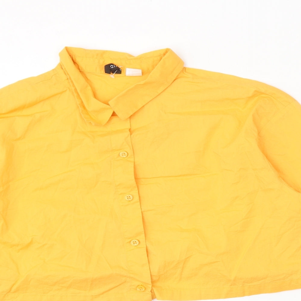 Womens UK Size M Divided Orange Cropped Button-Up